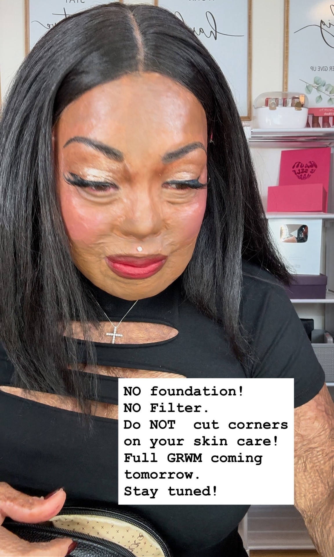 I’m done with foundation!🦋

It never leaves me with the same glow that my skin care does so I’ve decided to only use concealer where needed and a few Danessa Myricks products that are blurring and glowy!

This is going to be my new every day look and I’ve tagged all the products used below, including the red lipstick called  TONYA’S STORY - my lipstick collab with Mettalusso!!!

I also tagged my ALLIES OF SKIN routine! It’s is the best and can truly firm, tighten, smooth and even your skin tone. You’ll always get what you pay for - especially with skin care.

Tune in tomorrow for the step-by-step!

Love y’all!😘

#LTKBeauty #LTKOver40