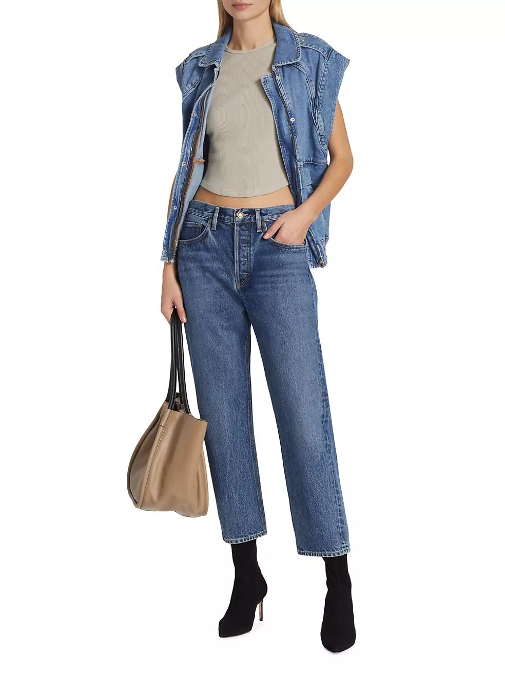 Parker Rigid Straight-Leg Crop Jeans | Saks Fifth Avenue