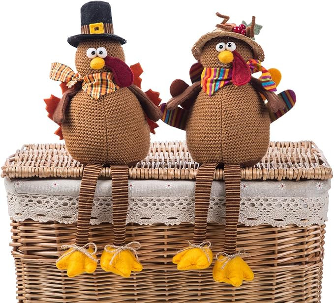 Ogrmar 2 Pack Stuffed Turkey Couple Doll Thanksgiving Tabletop Decoration Exquisite Handmade Turk... | Amazon (US)