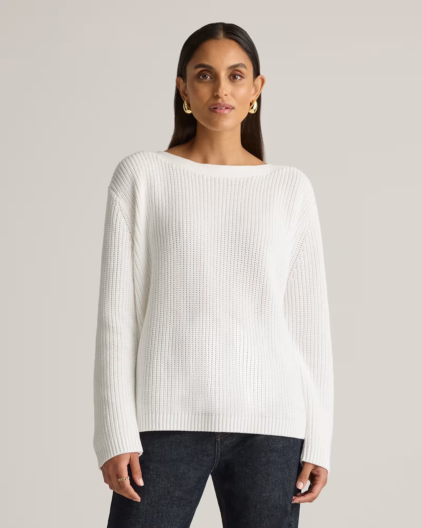 100% Organic Cotton Fisherman Boatneck Sweater | Quince