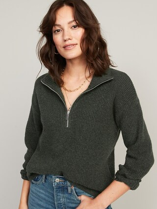 Rib-Knit Quarter-Zip Sweater for Women | Old Navy (US)