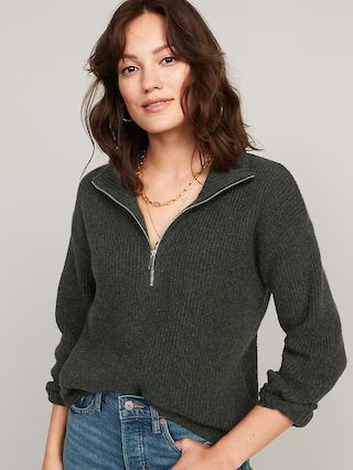 Rib-Knit Quarter-Zip Sweater for Women | Old Navy (US)