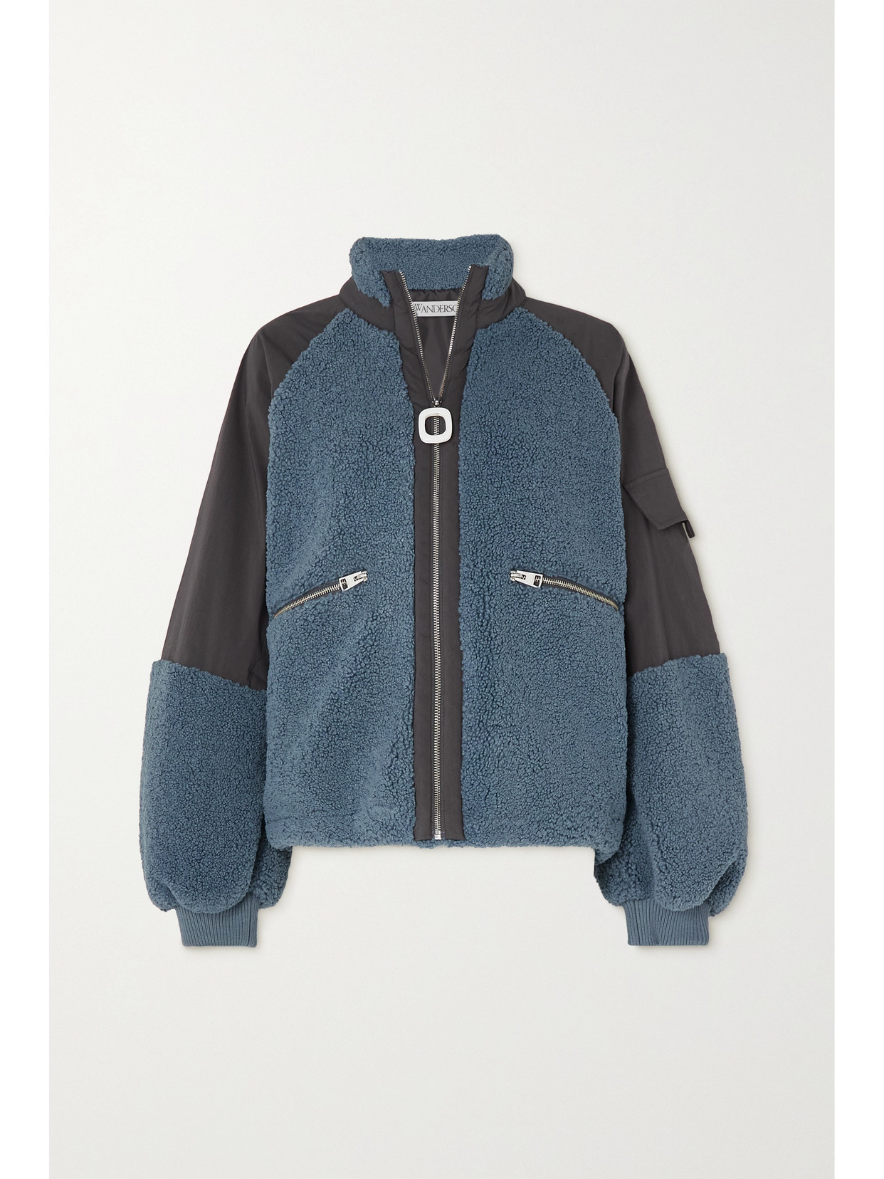 JW Anderson - Leather-trimmed Ripstop And Cotton-blend Fleece Track Jacket - Blue | NET-A-PORTER (US)