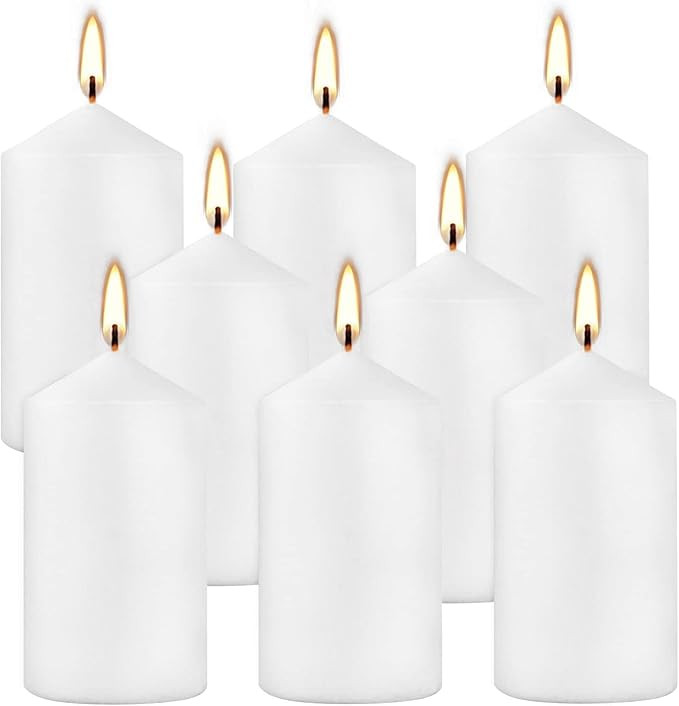 2x4 High White Pillar Candles, Set of 8, Unscented. Bulk Buy. Ideal for Wedding, Emergency Lanter... | Amazon (CA)