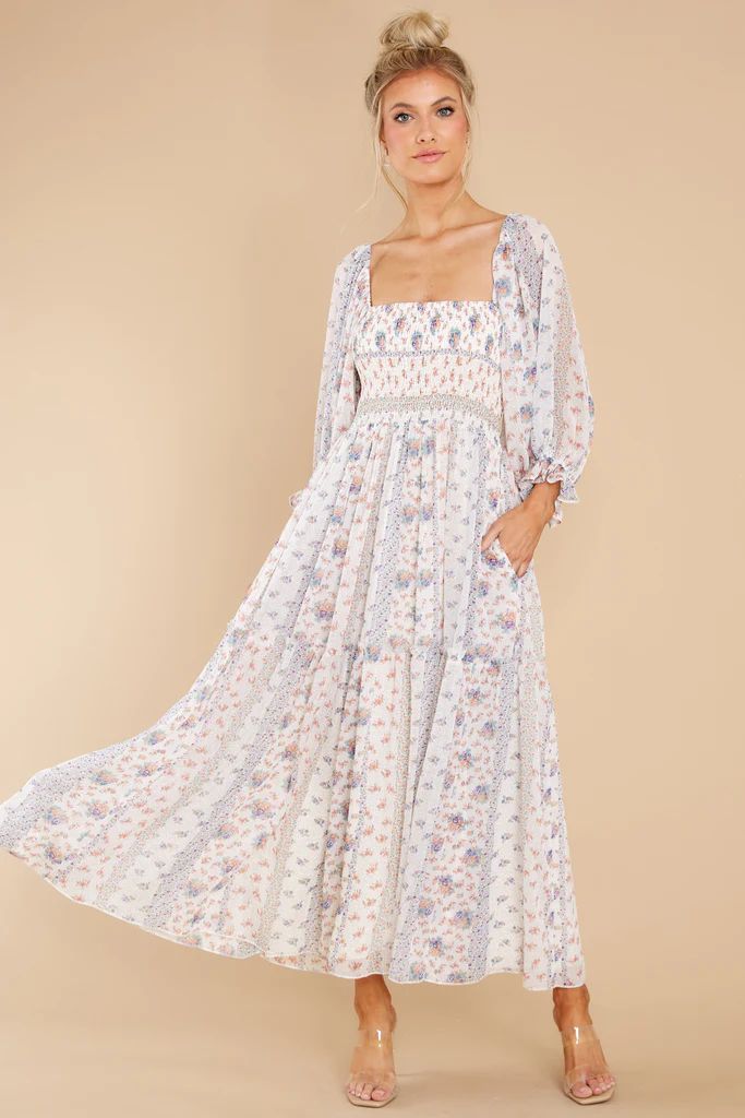 Sonic Bloom Ivory Multi Floral Maxi Dress | Red Dress 