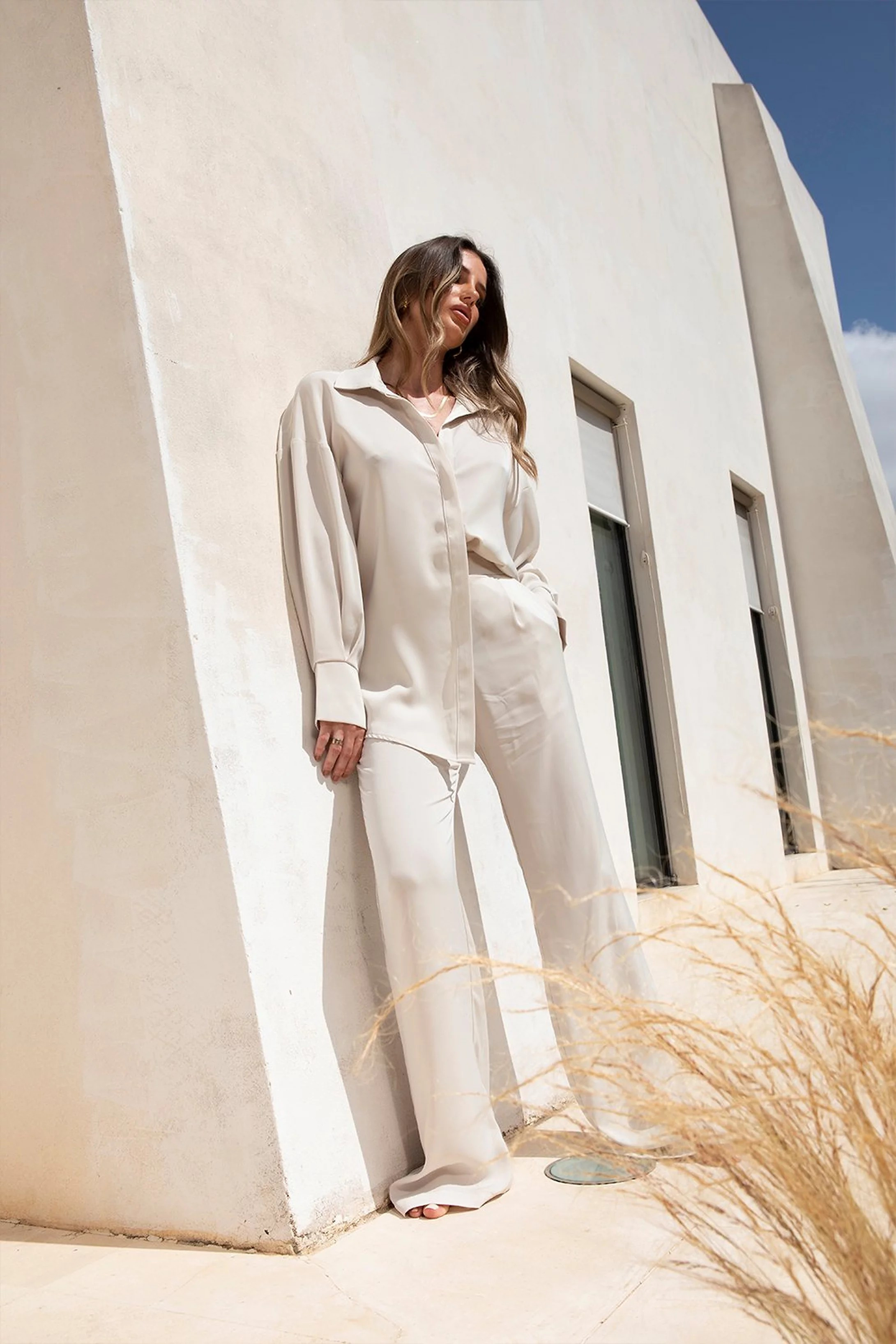Tia Premium Satin Relaxed Oversized Shirt | Miss Pap UK
