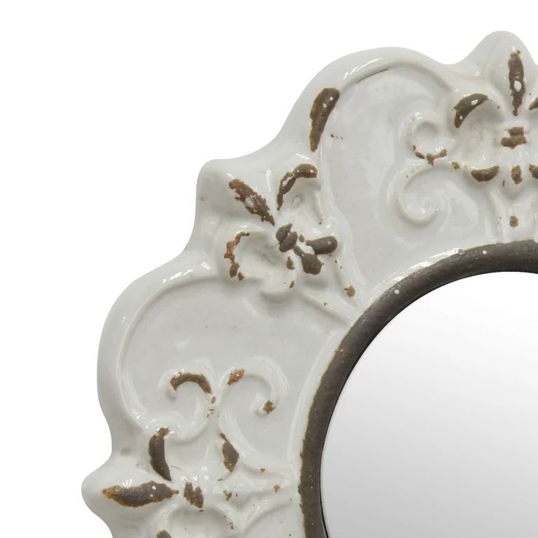 Stonebriar 8" Off-White French Country Ceramic Accent Mirror | Walmart (US)
