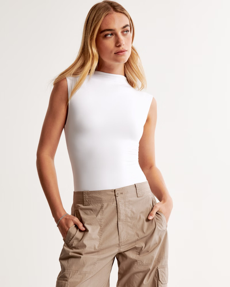 Cotton-Modal Ruched Shell Bodysuit | Abercrombie & Fitch (US)