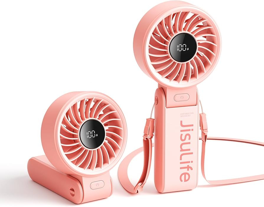 JISULIFE Handheld Fan Life7,2024 Powerful Portable Fan with LED Display[19.5Hrs Max Cooling]5000m... | Amazon (US)