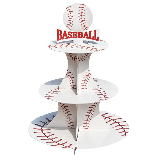 3 Tier Baseball Cupcake Stand Baseball Party Decorations Baseball Party Favors Baseball Birthday Decorations Baseball Party Supplies | Amazon (US)