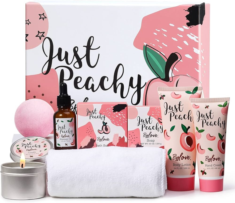 Bath Gift Set for Women 8 Piece Peach Scent Spa Kit Birthday Gift Spa Set Self Care Gifts for Wom... | Amazon (US)