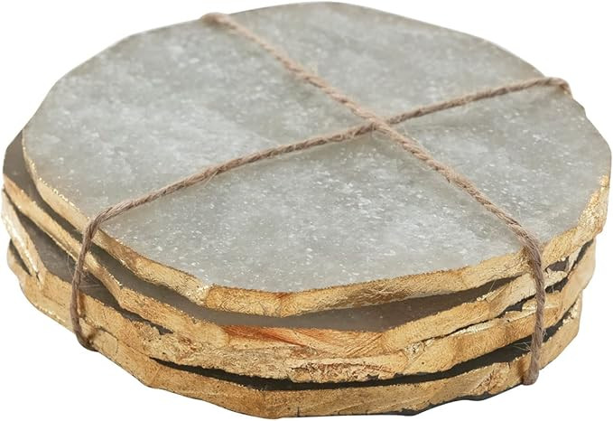 Creative Co-Op Quartz Coasters with Gold Edge, Set of 4 | Amazon (US)