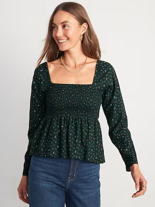 Floral Smocked Babydoll Blouse for Women | Old Navy (US)