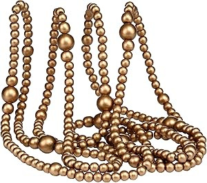 12 Feet Christmas Wooden Beads Xmas Bead Garland Round Craft Bead Garland Farmhouse Bead Garland ... | Amazon (US)