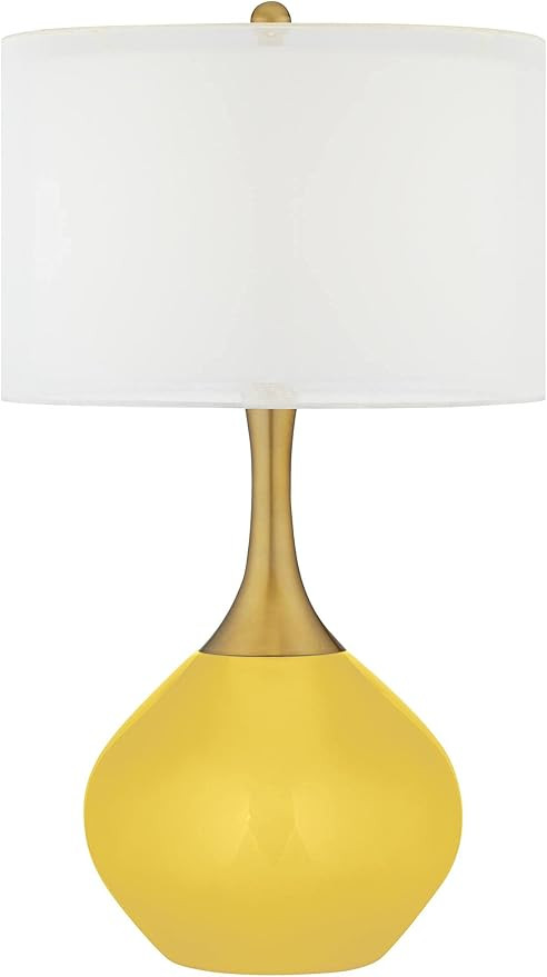 Color + Plus Lemon Zest Yellow Nickki Brass Modern Table Lamp | Amazon (US)