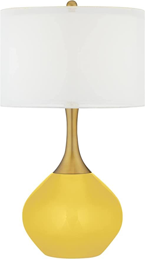 Color + Plus Lemon Zest Yellow Nickki Brass Modern Table Lamp | Amazon (US)