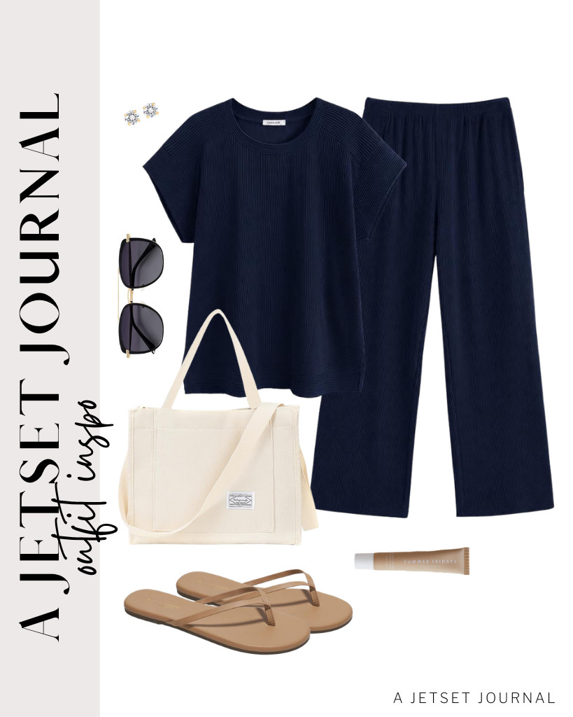 Another outfit idea is a matching set from Ekouaer paired with Project Cloud flip flops. Grab a corduroy tote bag and SOJOS retro sunnies to style this look. Finish it with PAVOI stud earrings and Summer Fridays Lip Butter Balm.

#LTKSeasonal #LTKSaleAlert #LTKTravel
 

 