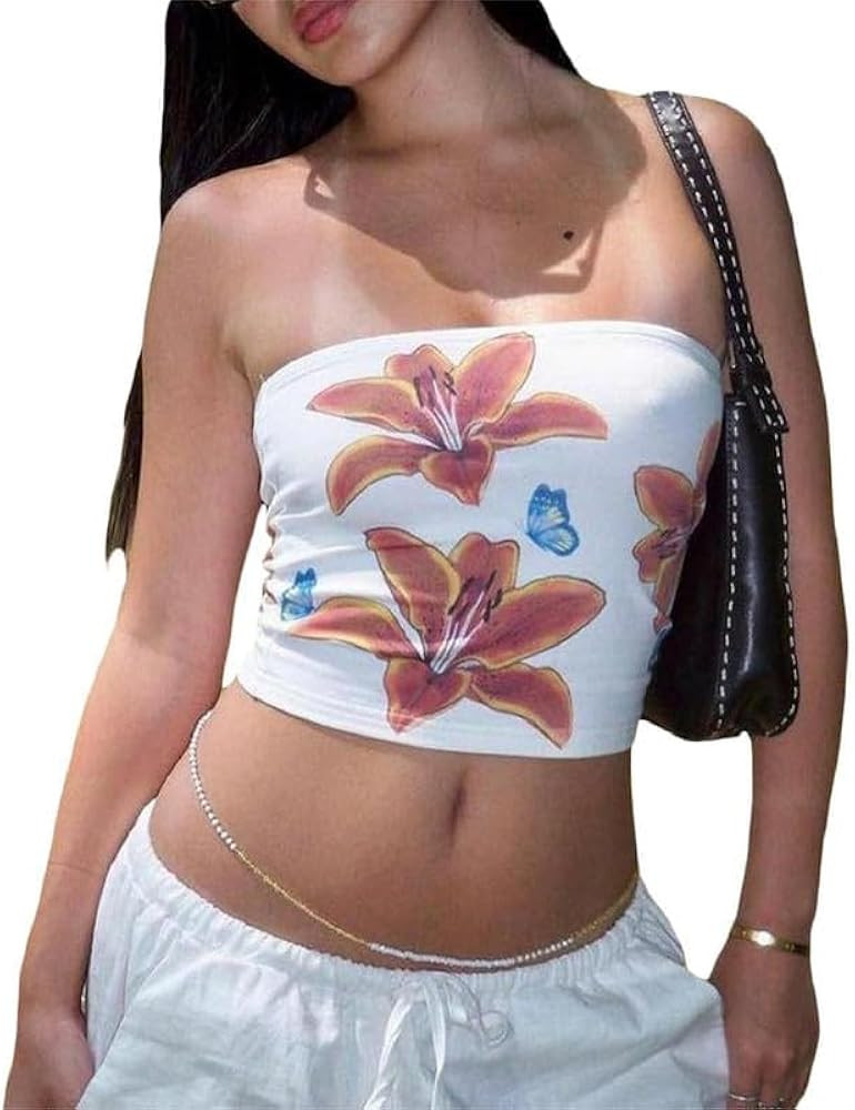 Women Y2k Tube Top Strapless Backless Bandeau Going Out Crop Top Aesthetic | Amazon (US)