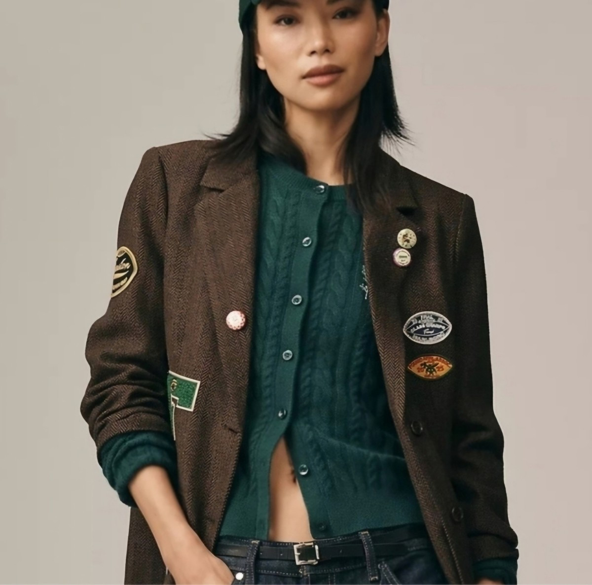 Nwt Found Anthropologie Womens Jacket Brown  Patched Varsity Blazer S | eBay US