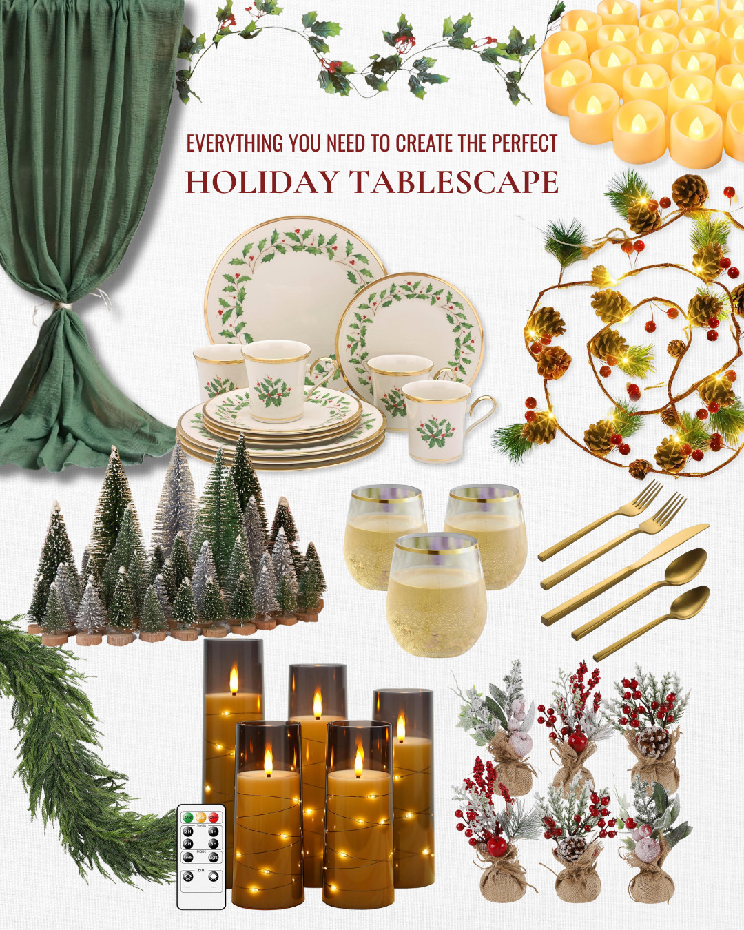 Christmas Tablescape | Everything You Need for Cozy Holiday Dining

Hosting this holiday season or just love a beautiful table? This is the easy way to make it feel festive 🎄
From classic holiday dinnerware and gold flatware to cozy candles, greenery, and charming tabletop accents, these Amazon finds make creating a Christmas-ready tablescape so simple.
Create a warm, classic holiday look guests will love. Whether it’s Christmas dinner, brunch, or a cozy gathering at home, these pieces instantly elevate your table without the stress. 

 #holidaydinner #christmasdinner #holidayparty #Christmasparty #festivedining #diningtable #Christmasdecor #LTKHoliday #LTKSeasonal #LTKFindsUnder50
