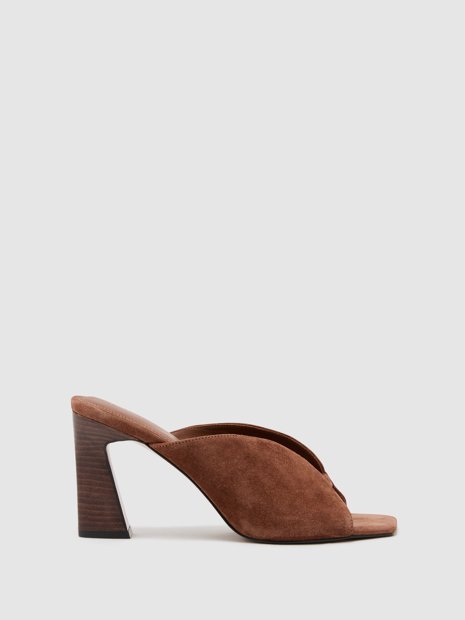 Reiss Suede Block-Heel Sandals in Tan - REISS | Reiss UK
