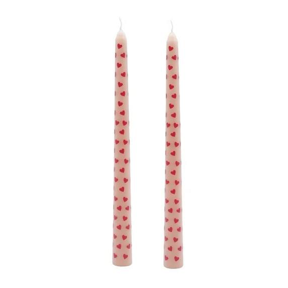 My Texas House Valentine 10" Red Hearts & Pink Taper Candles, Unscented, 2 Count | Walmart (US)