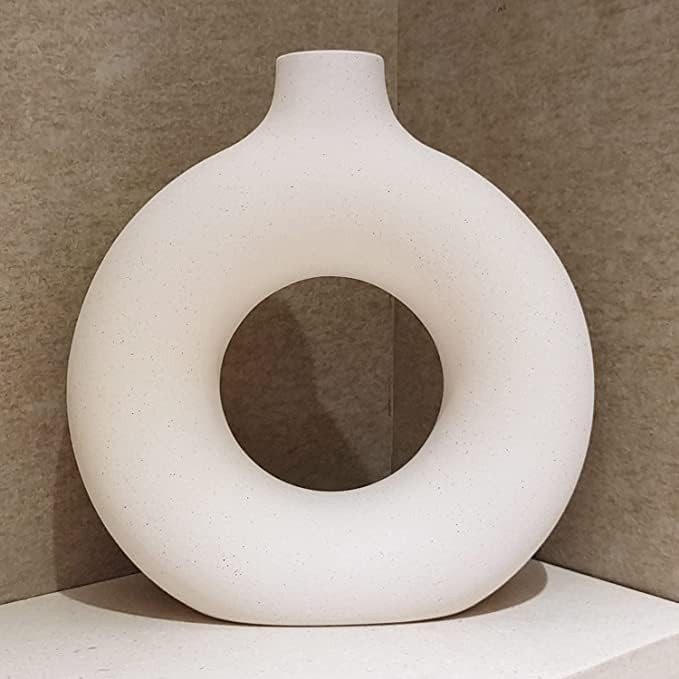 White Ceramic Vase for Pampas Grass Dried Flowers, Circle Vase Farmhouse Boho Modern Home Decor D... | Amazon (US)
