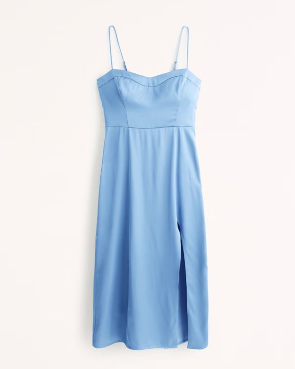Satin High-Slit Midi Dress | Abercrombie & Fitch (UK)