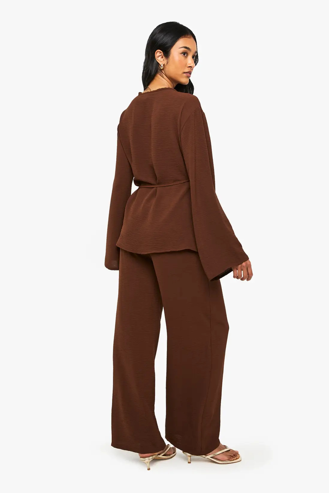 Woven Wrap Top & Trouser Set | Boohoo.com (UK & IE)
