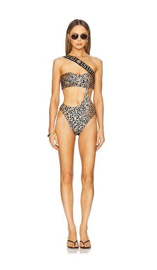 One Shoulder One Piece in Natural, Black & Gold | Revolve Clothing (Global)