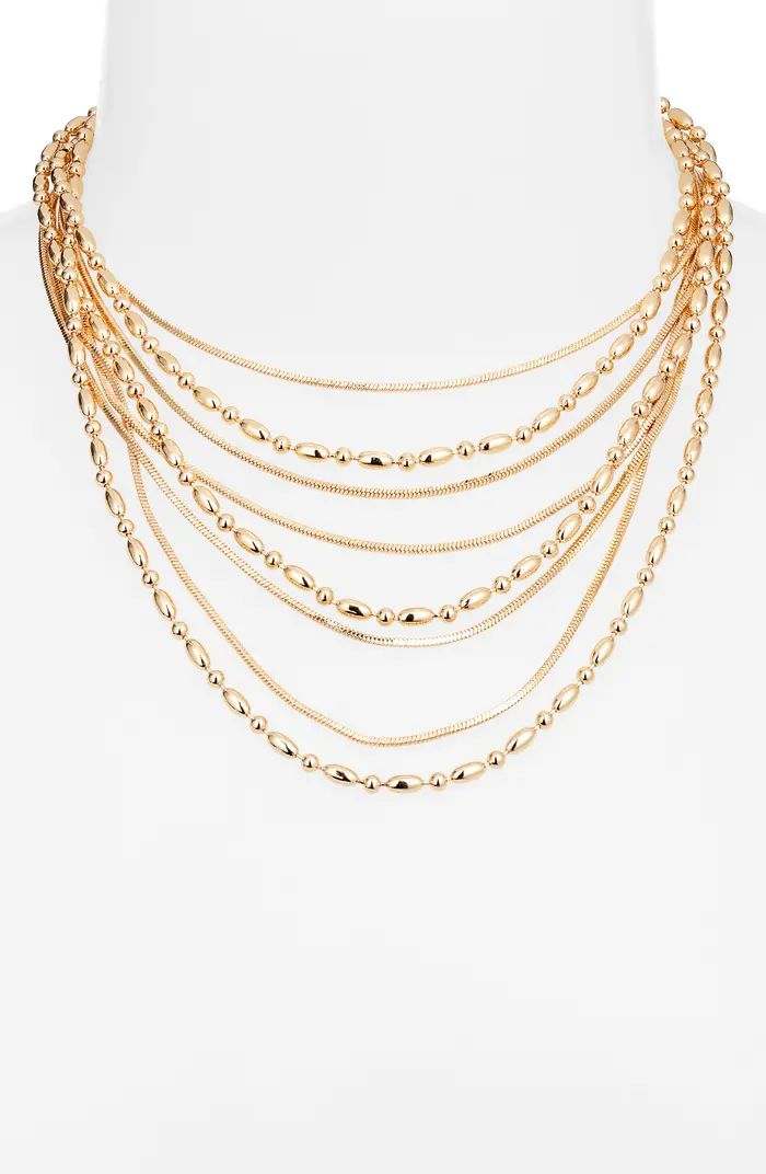 Open Edit Snake and Ball Chain Layered Necklace | Nordstrom | Nordstrom