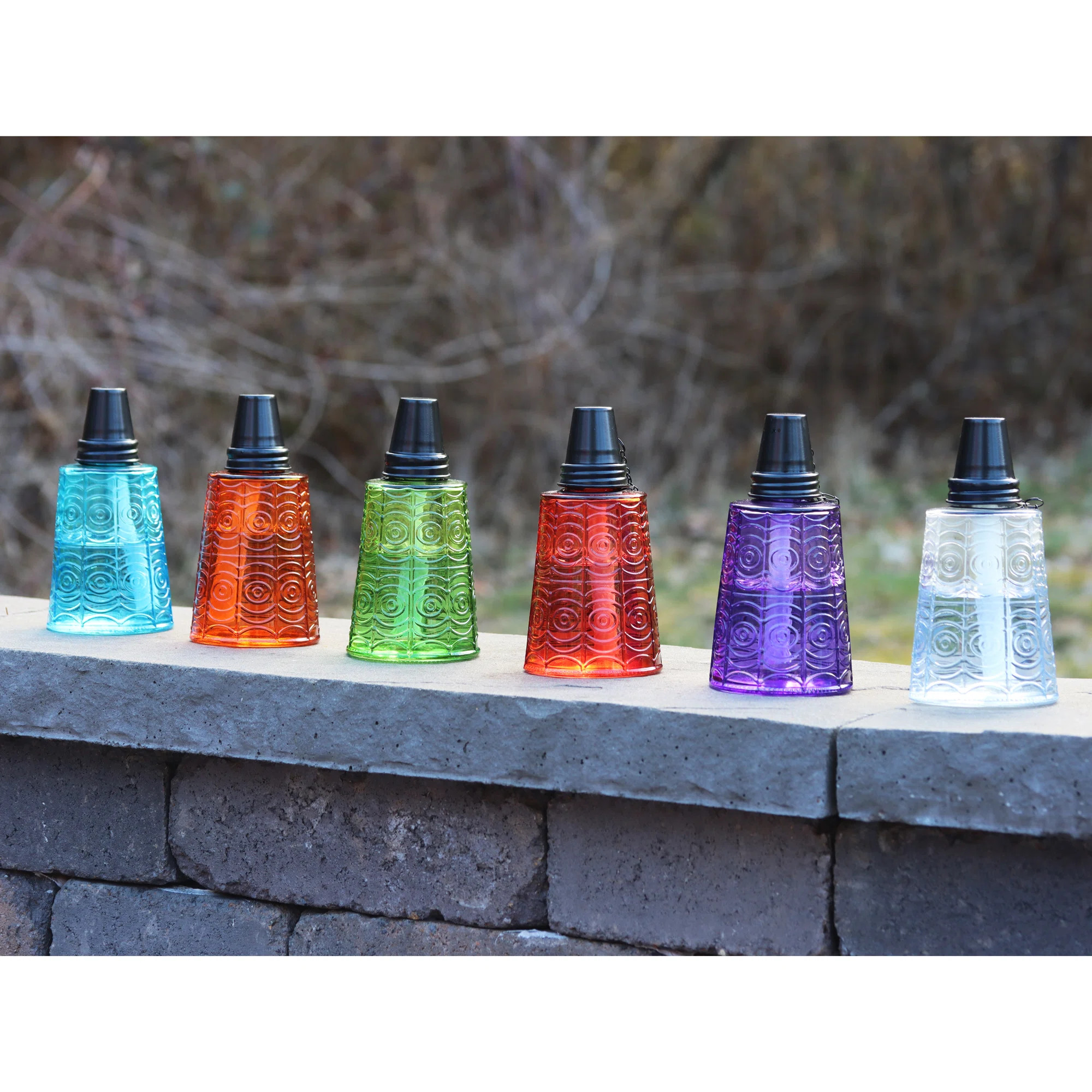 Citronella Oil Table Top Tiki Torches for Outdoor Patio (Set of 6) | Wayfair North America