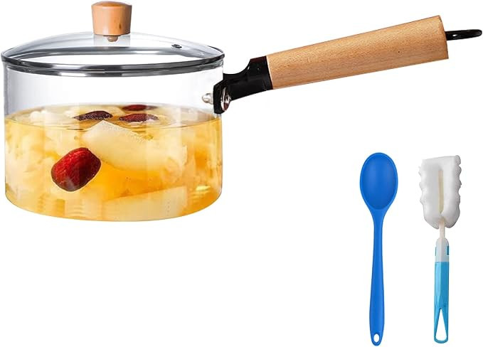 Panela de vidro para fogão, conjunto de panelas de vidro transparente de 1,8 l para cozinhar, pa... | Amazon (BR)