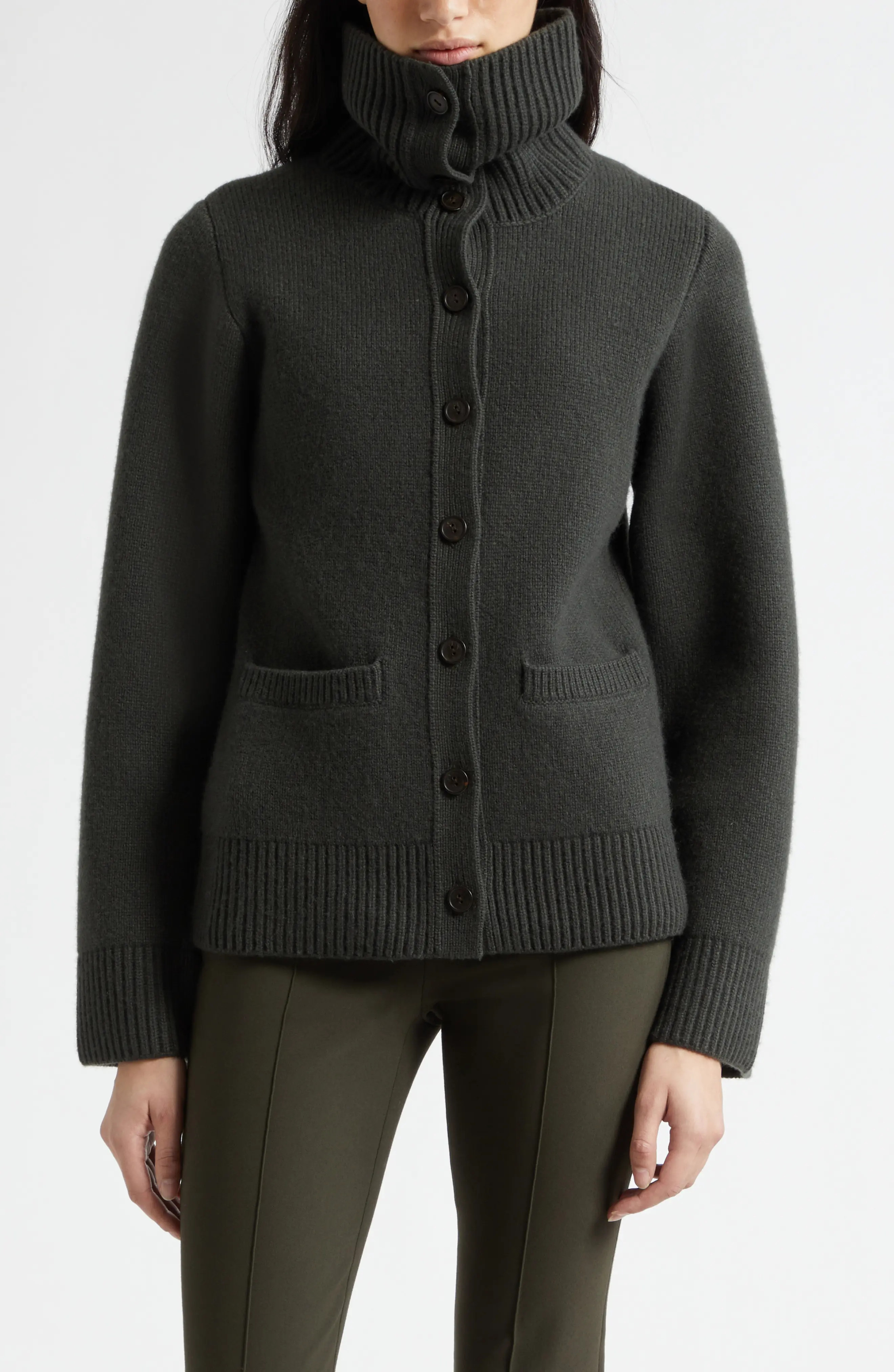 Double Face Wool Blend Turtleneck Cardigan (Women) | Nordstrom | Nordstrom