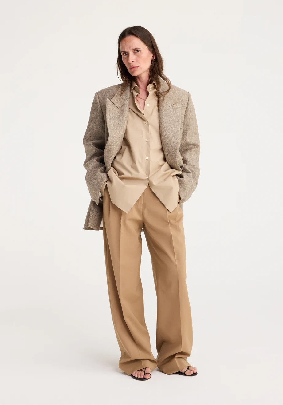 double breasted tailored jacket | hazelnut melange | Rohe