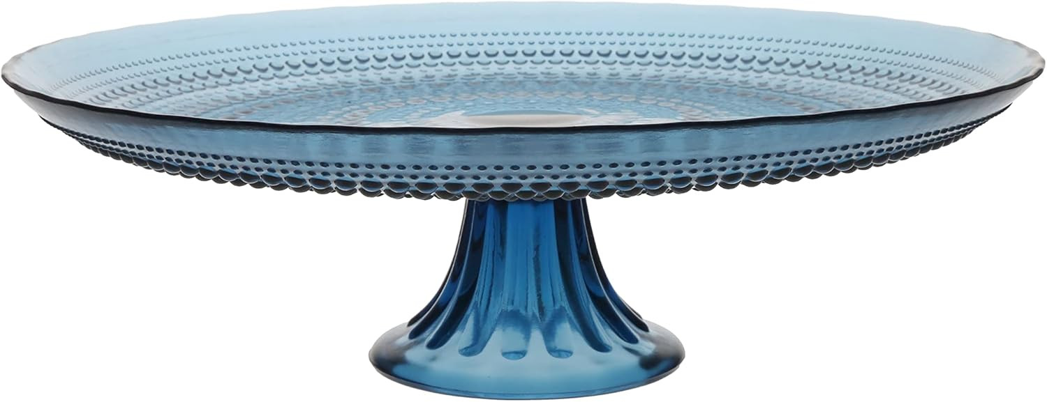 Fortessa Jupiter Beaded Hobnail Glass, 13 Inch Cake Stand, Cornflower Blue | Amazon (US)
