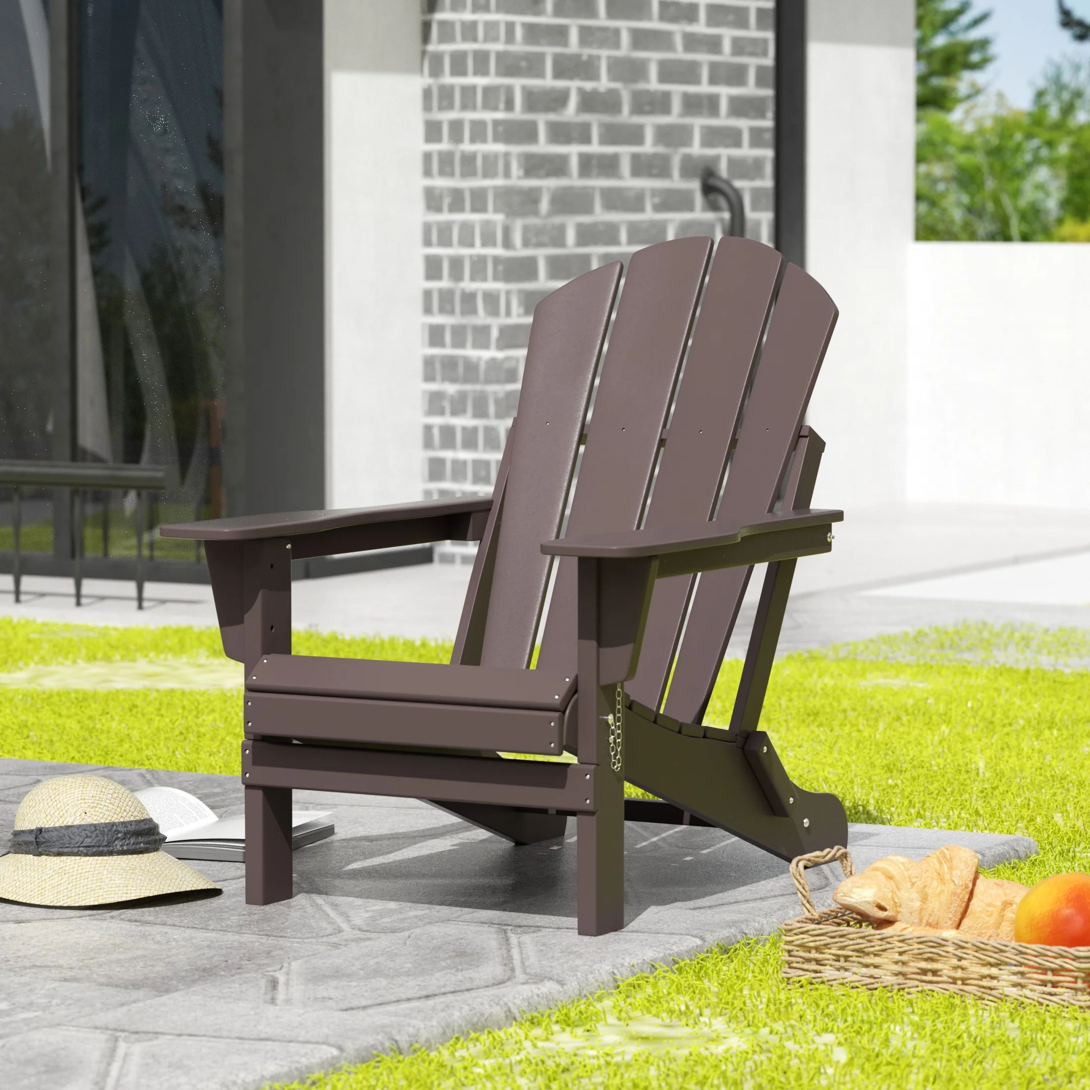 Westintrends Outdoor Folding HDPE Adirondack Chair, Patio Seat, Weather Resistant, Dark Brown | Walmart (US)