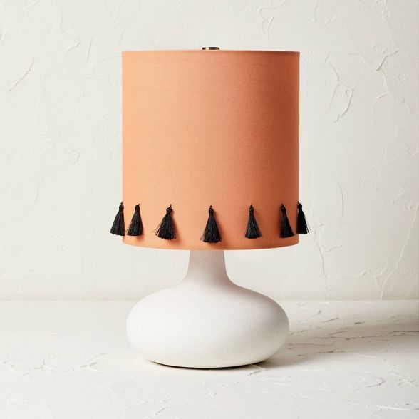 Ceramic Table Lamp with Tassel Shade (Includes LED Light Bulb) White - Opalhouse&#8482; designed ... | Target