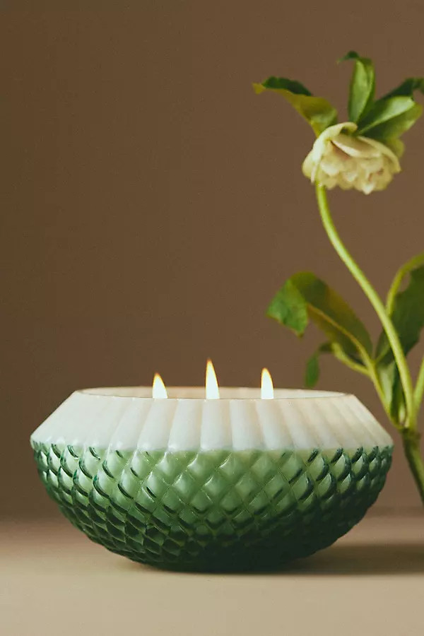 Glass Woody Cedar Leaf & Oak Candle | Anthropologie (US)