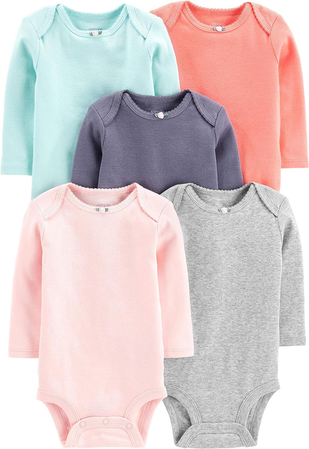 Simple Joys by Carter's Toddler and Baby Girls' Long-Sleeve Bodysuit, Pack of 5 | Amazon (US)