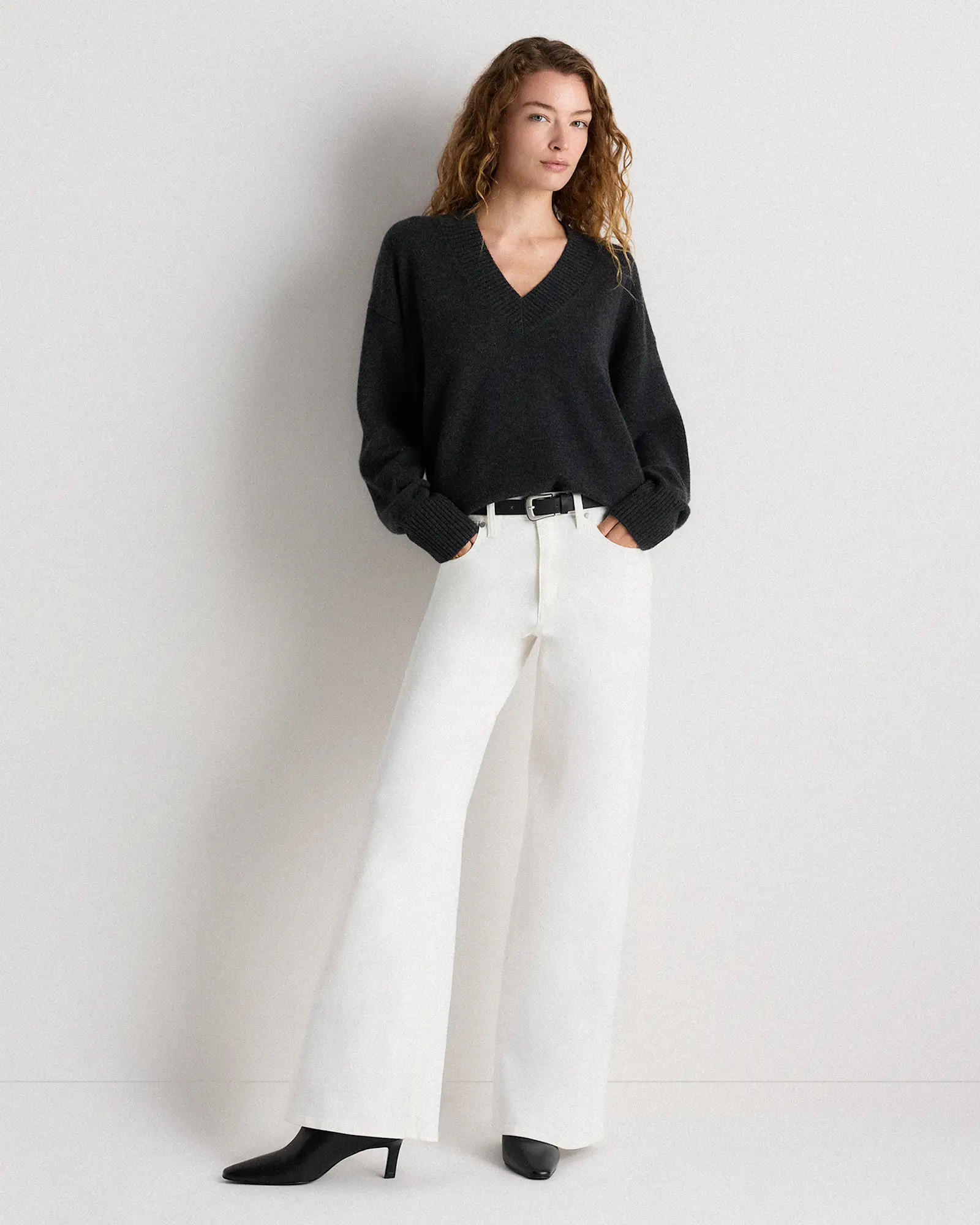 Mongolian Cashmere Oversized V-Neck Sweater | Quince