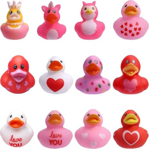 Assortment Rubber Duckies in Bulks Floater Duck Bath Toys Party Favors Classroom Incentives (Pink Valentine's Day Duck) | Amazon (US)