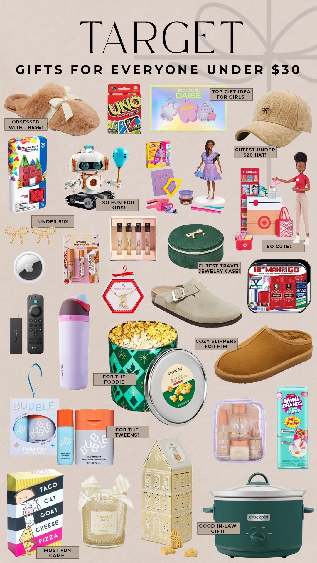 One stop shop for holiday gifting at great prices! Gift ideas for everyone on your list UNDER $30!

#targetfinds

Target finds. Target gift ideas. Holiday gifts under $30. 

#LTKFindsUnder50 #LTKGiftGuide #LTKCyberWeek