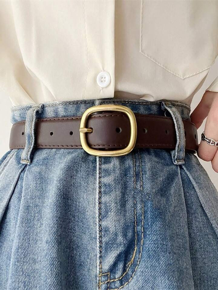 1pc Women's Simple Fashionable Casual Pu Leather Decorative Belt For Jeans | SHEIN