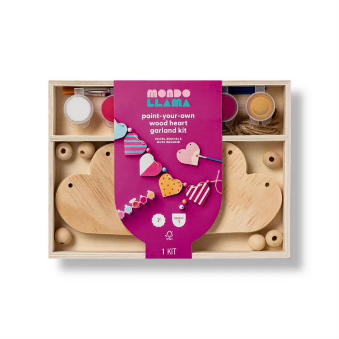 Make-Your-Own Valentine's Day Hearts Wood Garland Kit - Mondo Llama™ | Target