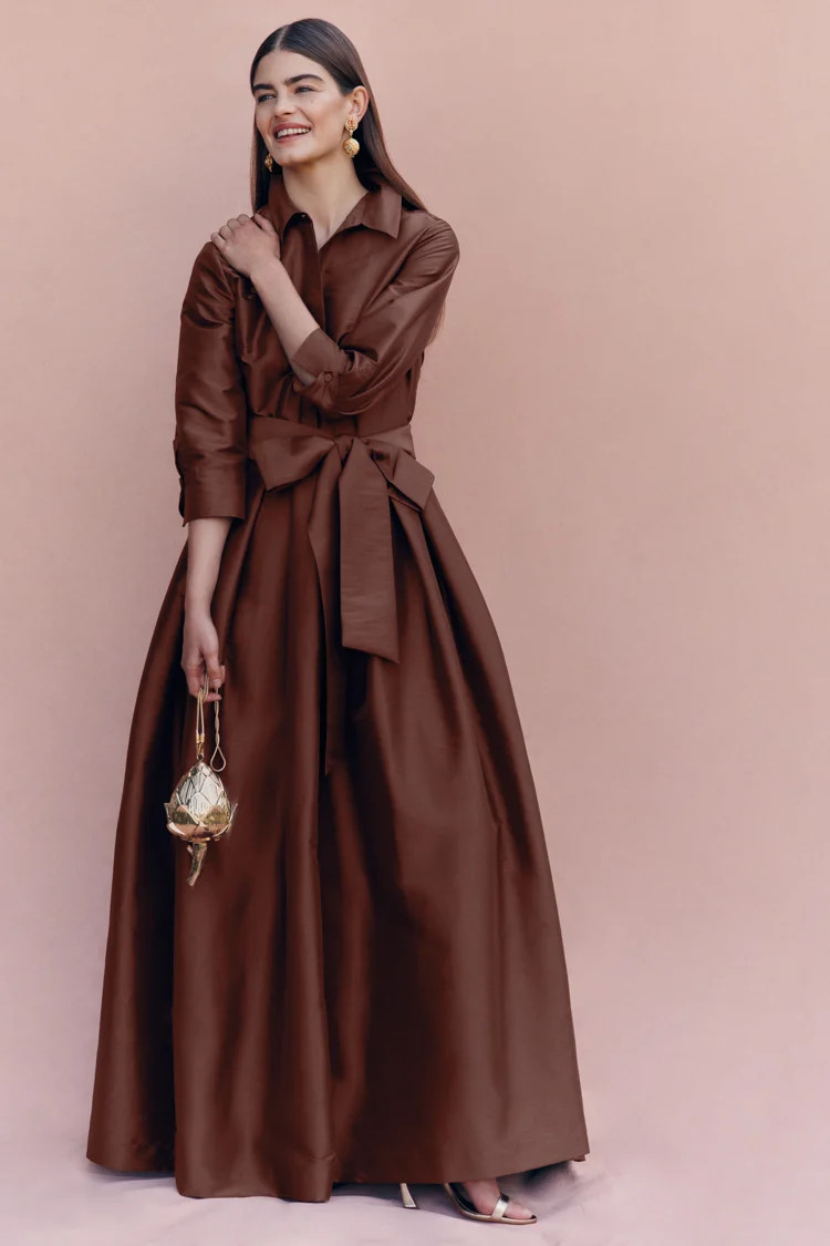 Exclusive Cognac Julip Belted Gown | Tuckernuck (US)