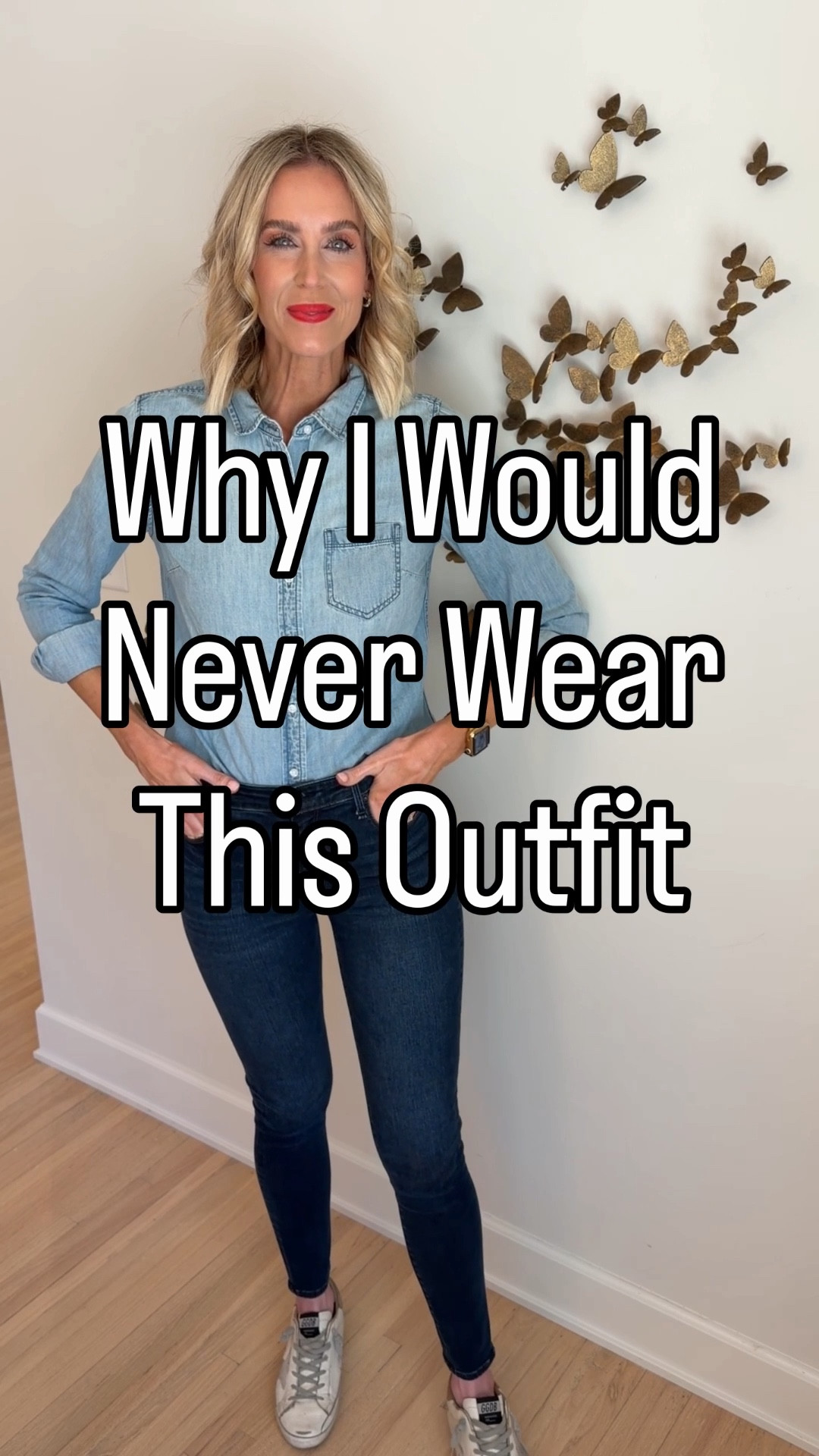 How to update your denim on denim look! Love this denim shirt paired with my favorite wide leg jeans. 