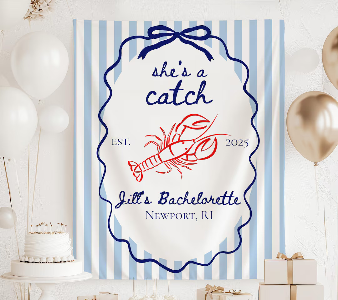 Shes a Catch Lobster Bachelorette Banner, Shes a Catch Bachelorette Sign, Lobster Bachelorette De... | Etsy (US)