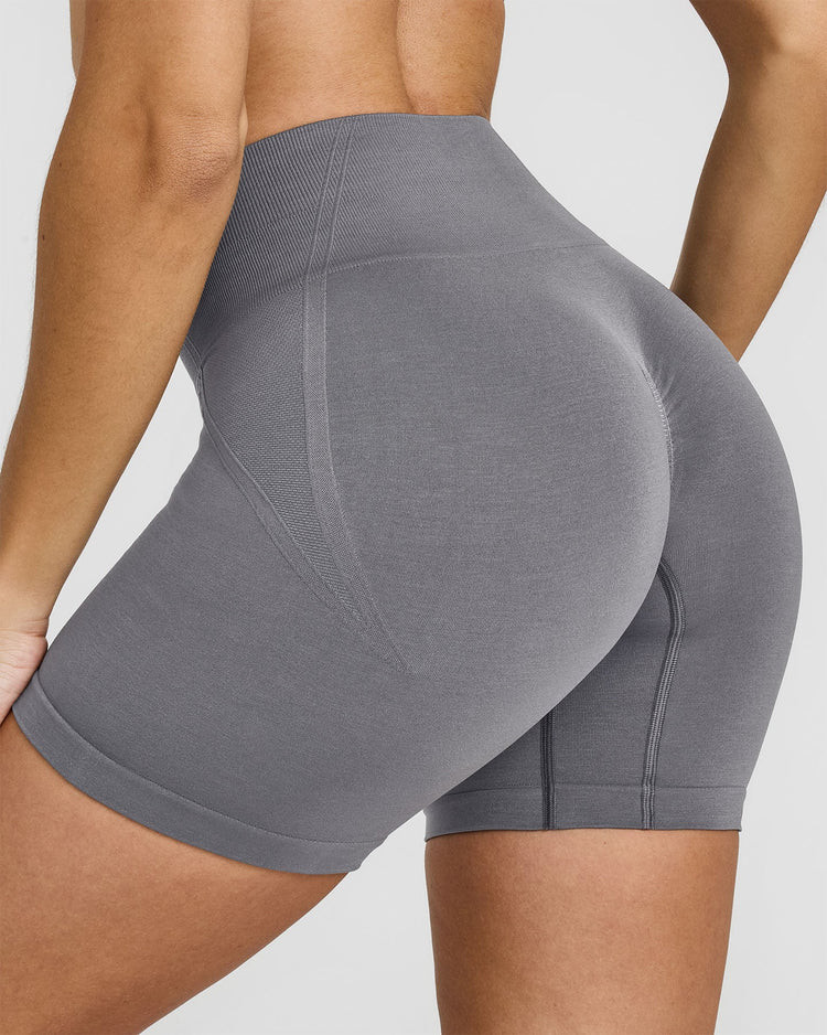 EffortlessLift™ Seamless Shorts with White Logo 
 Ash Grey | Oner Active (UK / US)