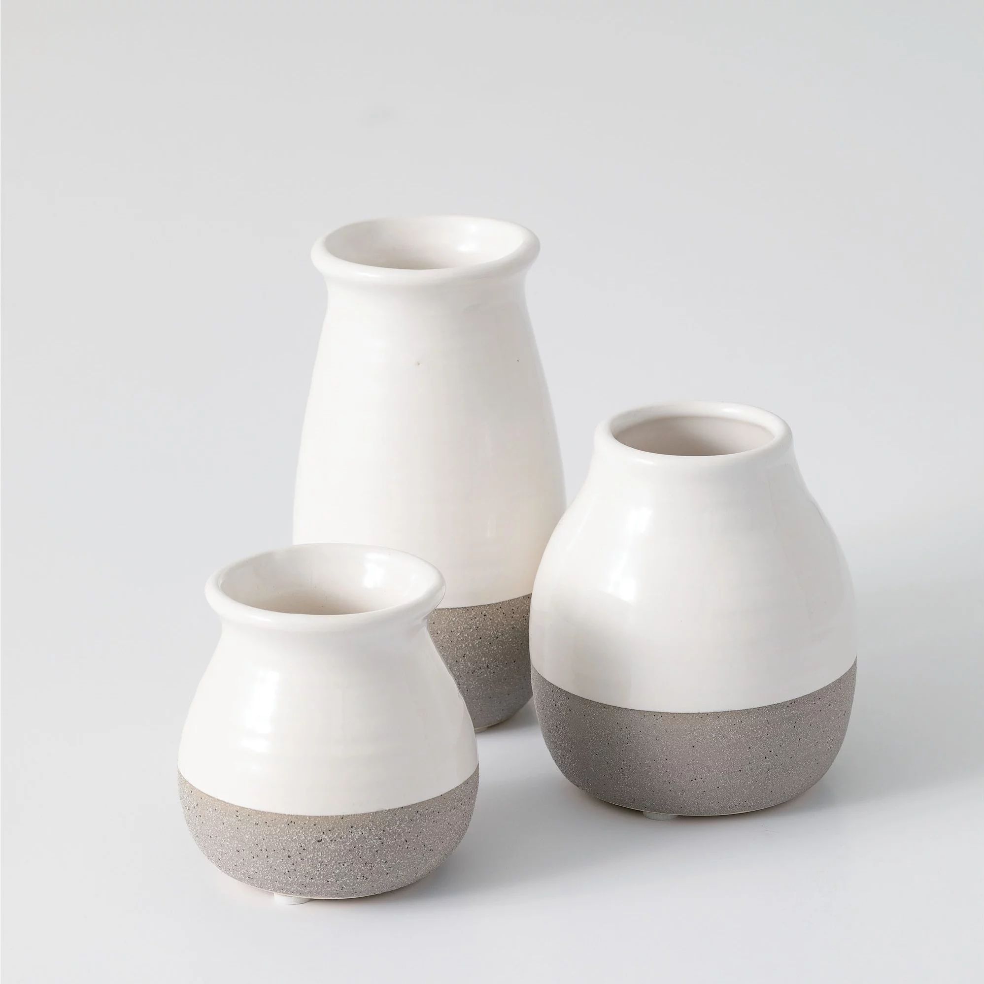 Sullivans Set of 3 Petite Gray and White Ceramic Vases 3"H, 4.5"H & 5.5"H - Walmart.com | Walmart (US)